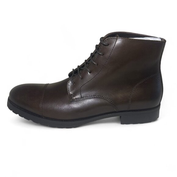 The Men's Store at Bloomingdales Brown Lace up Cap Toe Boots Shoes Sz 10.5 NIB - Picture 1 of 13